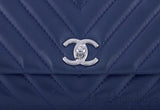 Blue Chevron Quilted Medium Flap Bag