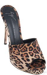 Giuseppe Zanotti Leopard Print Satin Mule Slides