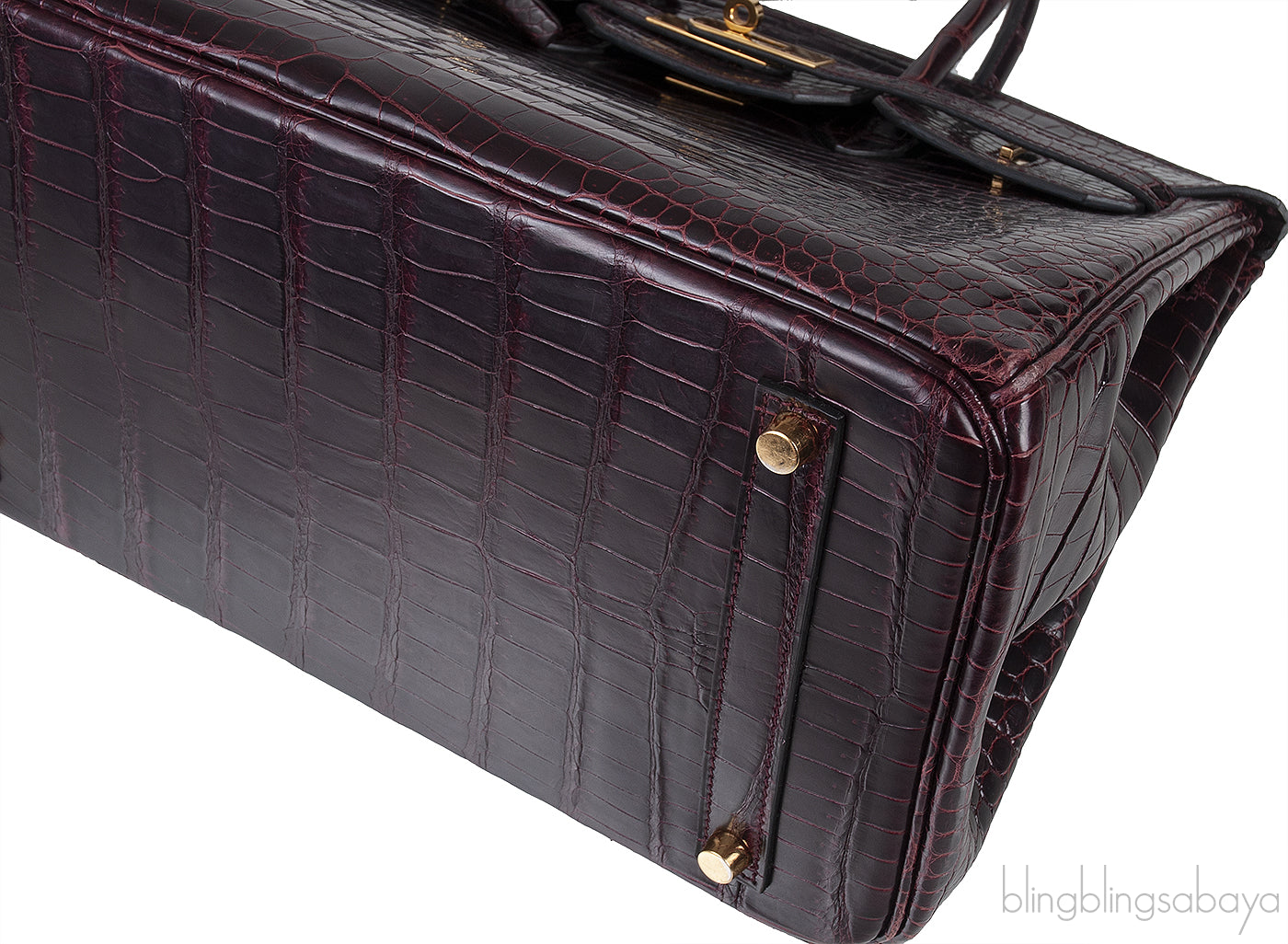 Birkin 35 Prune Crocodile Porosus GHW