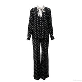 Miu Miu Black All Over Cat Print Top and Trouser