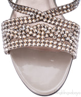 Grey Crystal Embellished Sandals