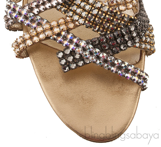 Tri-color Crystal Mini Kitten Heels