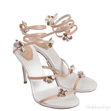 Rene Caovilla Bi-color Floral Applique Sandals
