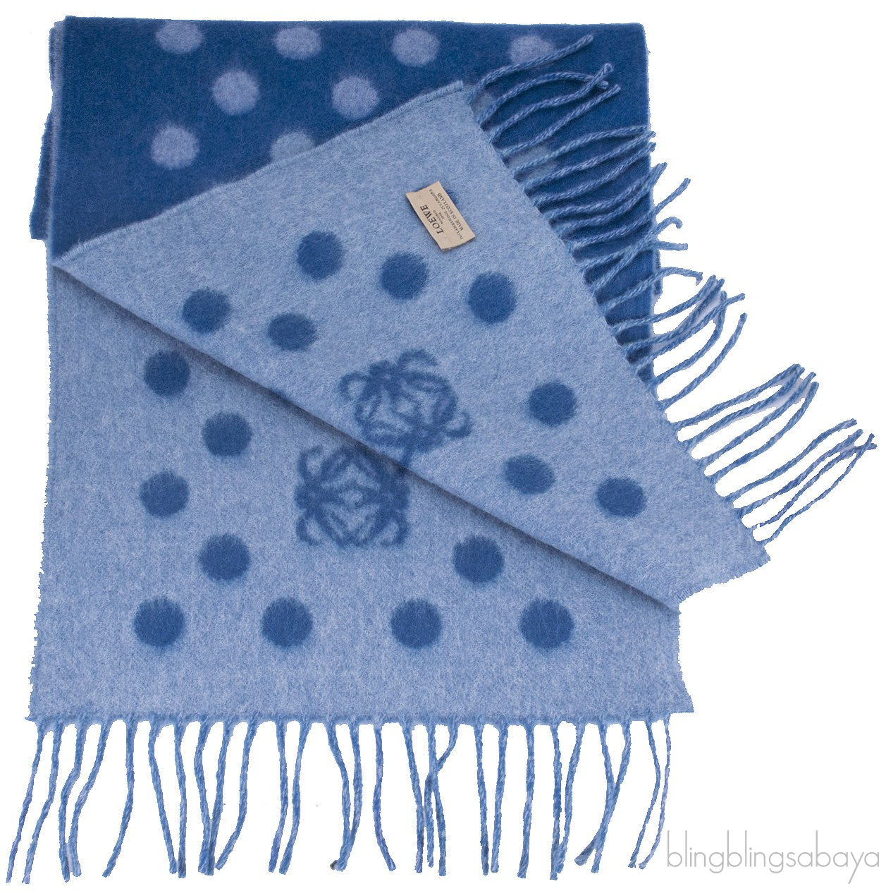 Polka Dot Anagram Blue Scarf