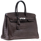 Birkin 35 Brown Matte Porosus PHW