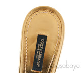 Gold Lace Crystal Vamp Slip-on Sandals