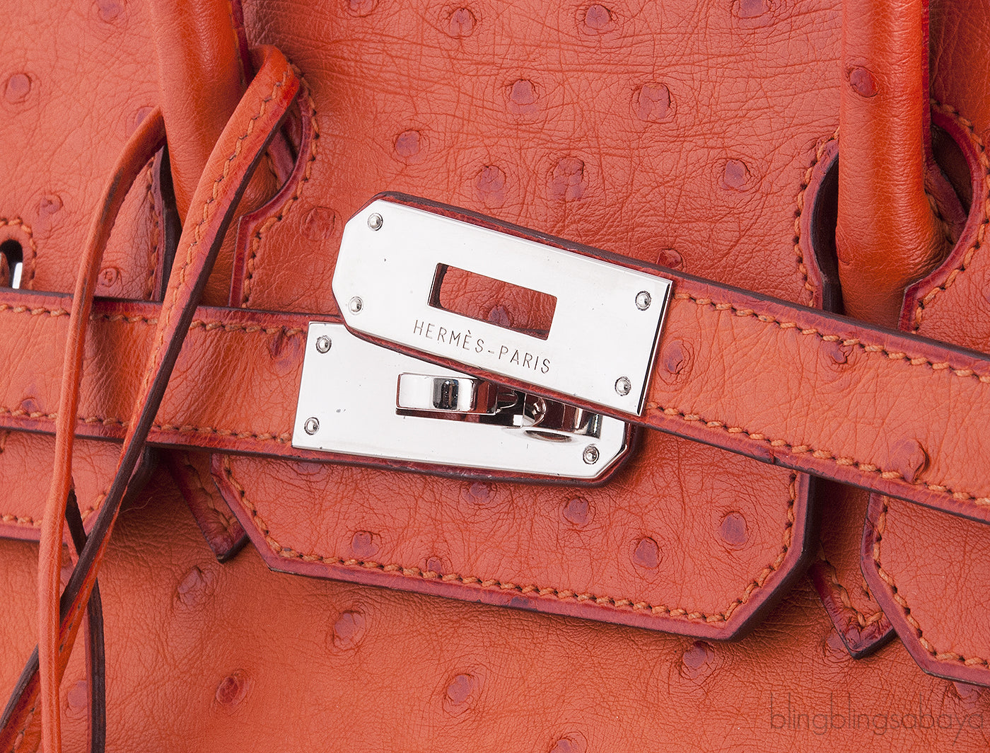 Birkin 30 Orange Ostrich PHW