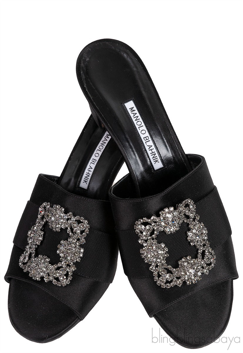 Martamod Black Satin Mules