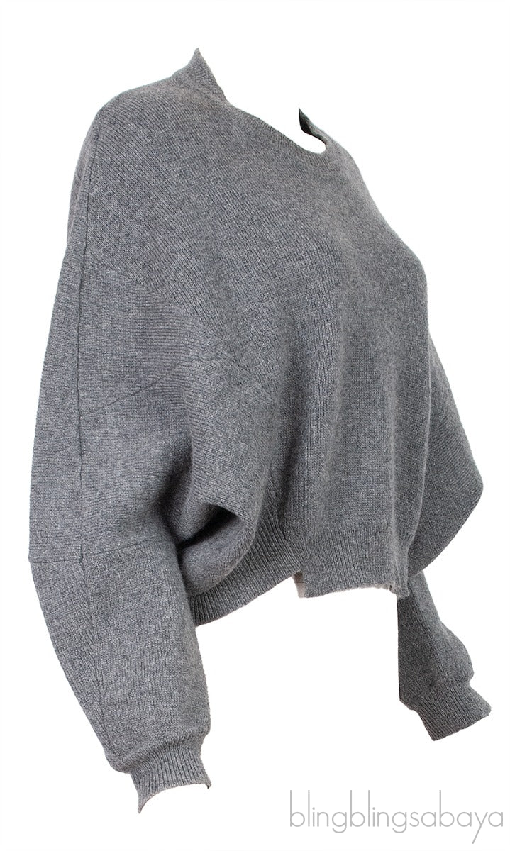 Grey Knitted Wool & Alpaca Sweater