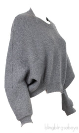Grey Knitted Wool & Alpaca Sweater