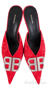 BB Logo Crushed-velvet Mules