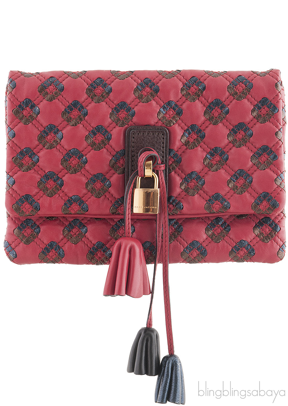 Quilted Leather Tassel Padlock Clutch