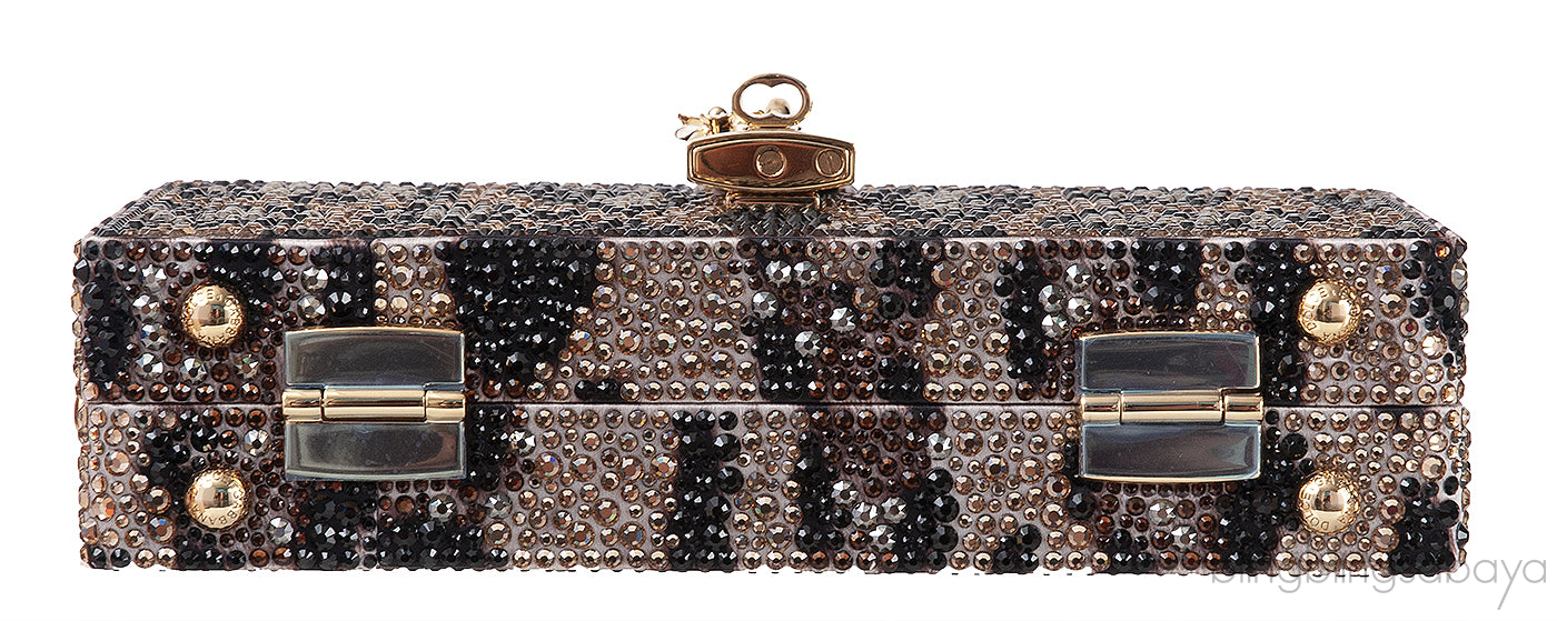 Dolce & Gabbana Leopard Crystal Hard Clutch Shoulder Bag
