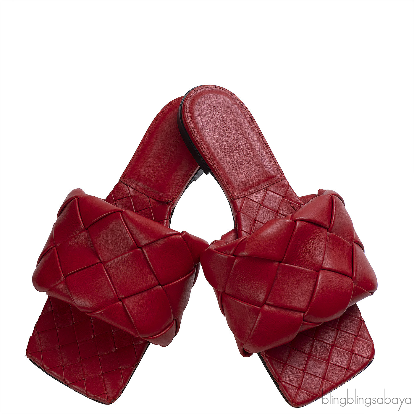 Bottega Veneta Intrecciato Lido Flat Sandals Red