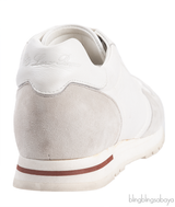 Loro Piana My Wind White Microfibre and Grey Suede Sneakers