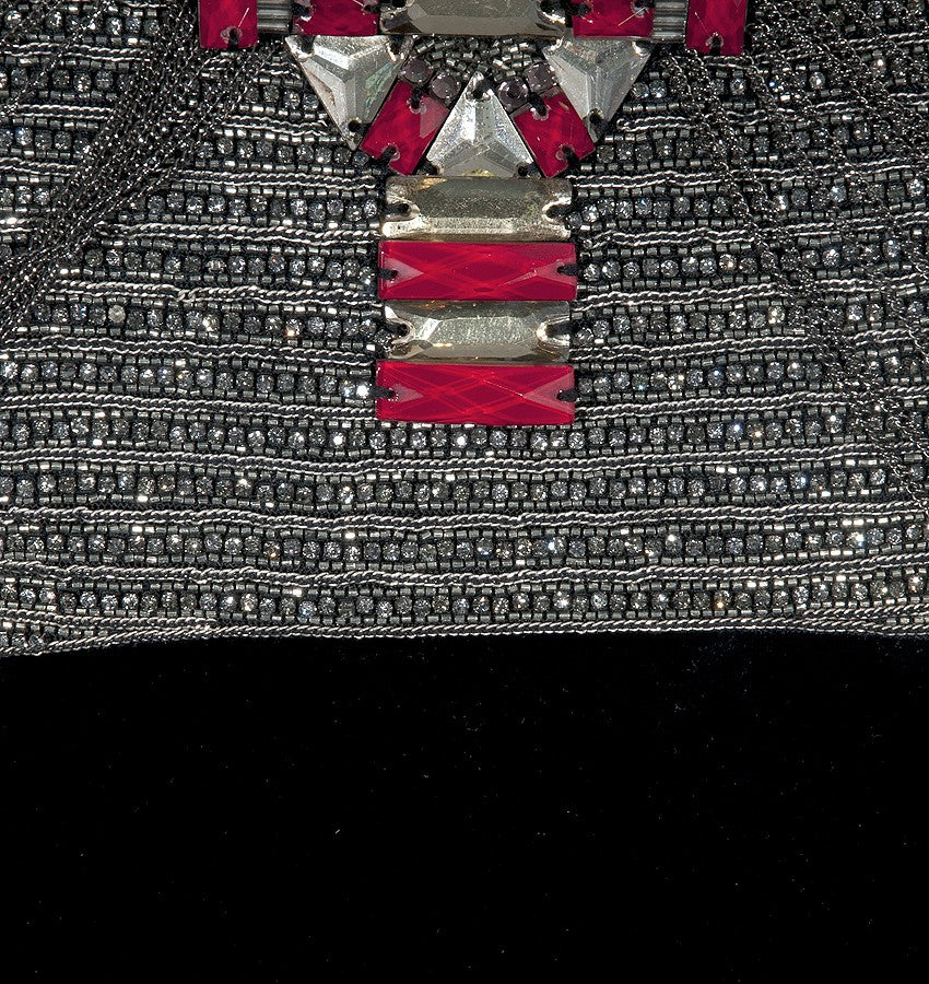 Chain Embellished Velvet Dress