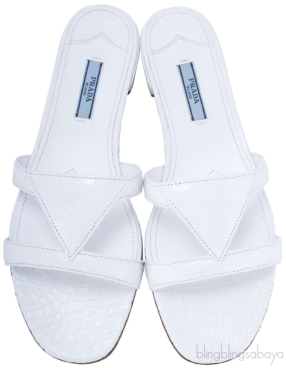 White Croco Print Flats