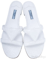 White Croco Print Flats