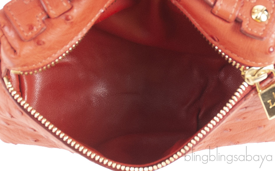 Mini L14 Rust Ostrich Pouch