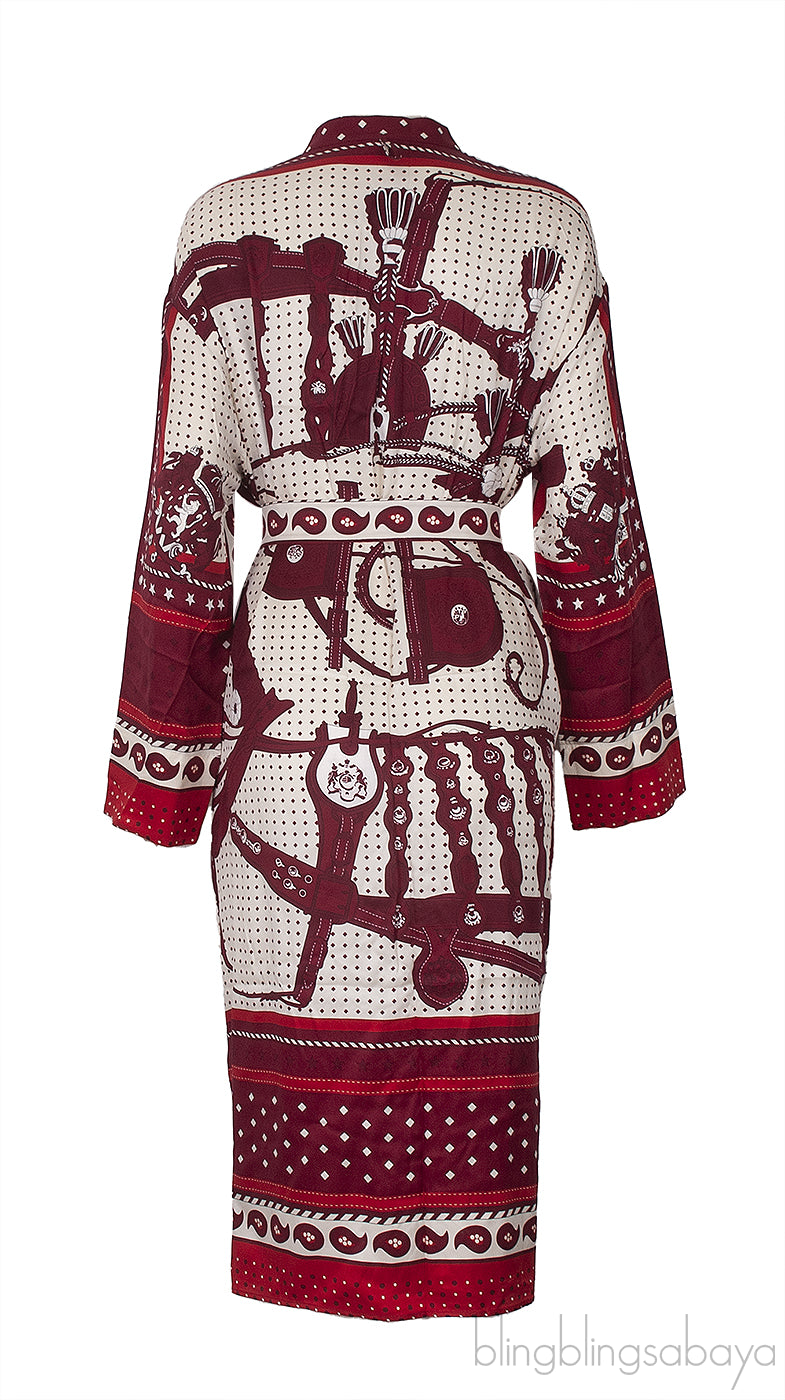 Red Printed Midi Kaftan Dress