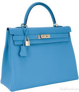 Kelly 35 Blue Turquoise Togo GHW