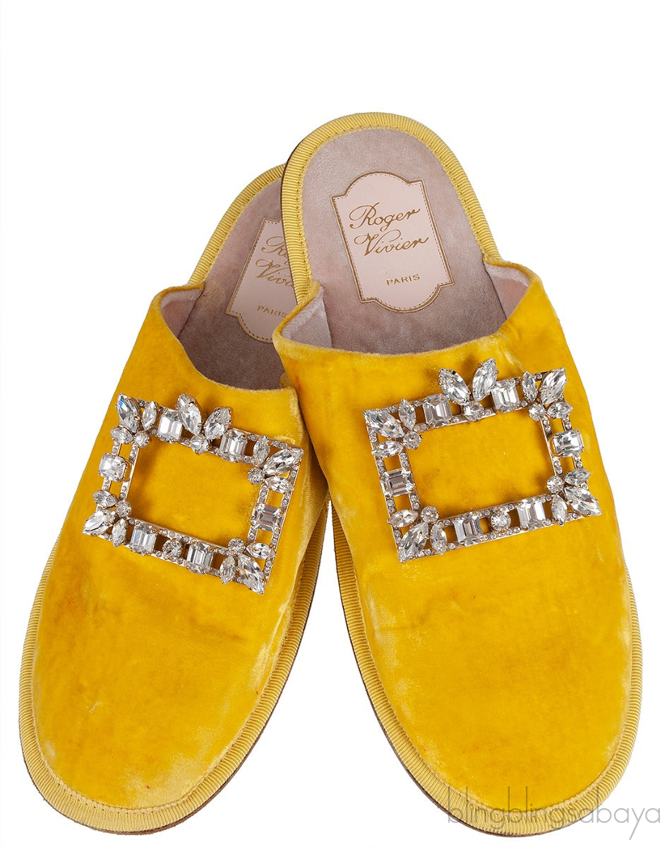 Hotel Vivier Strass Velvet Slippers