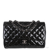 Classic Black Patent Jumbo Quilted Bag