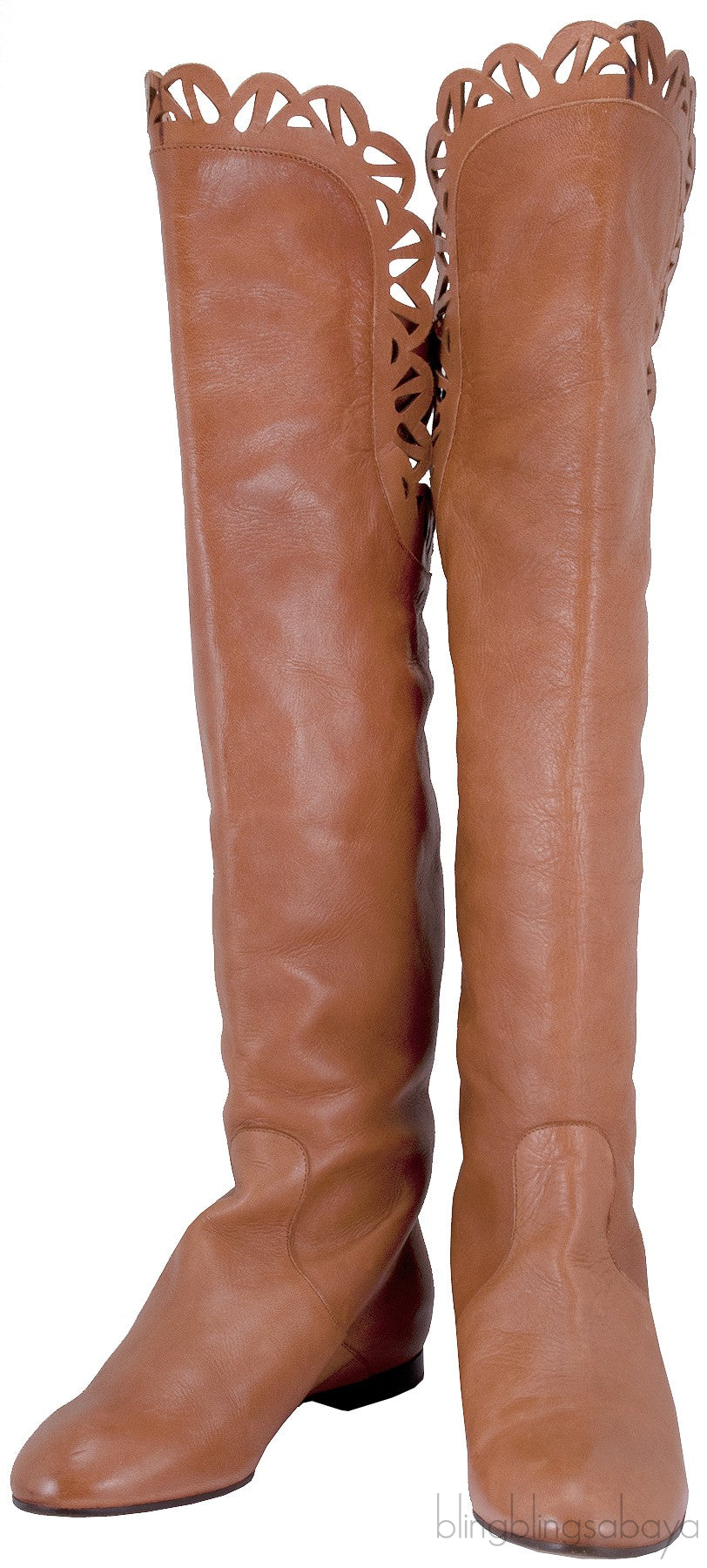 Cutout Flat Leather Boots