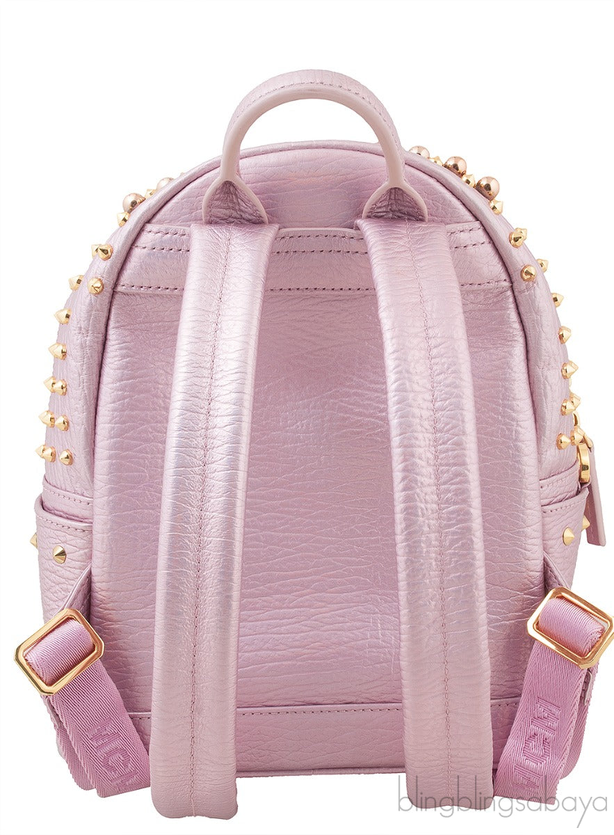 Pink Metallic Embellished Backpack