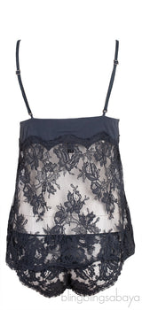 Grey Floral Lace Camisole Set