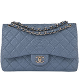 Gray Python Jumbo Double Flap Bag GHW