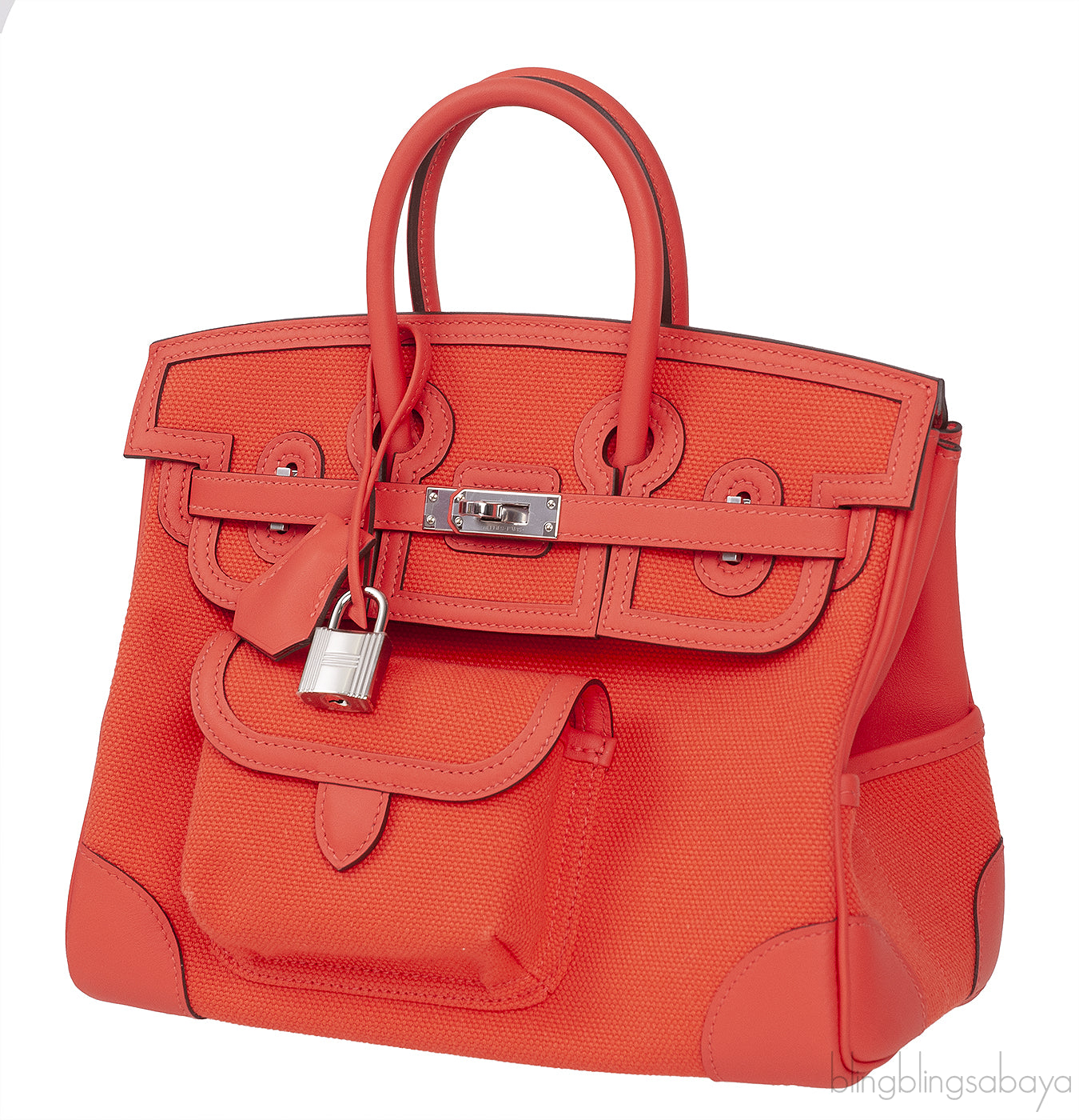 Birkin 25 Cargo Orange Field Toile Goeland Swift PHW