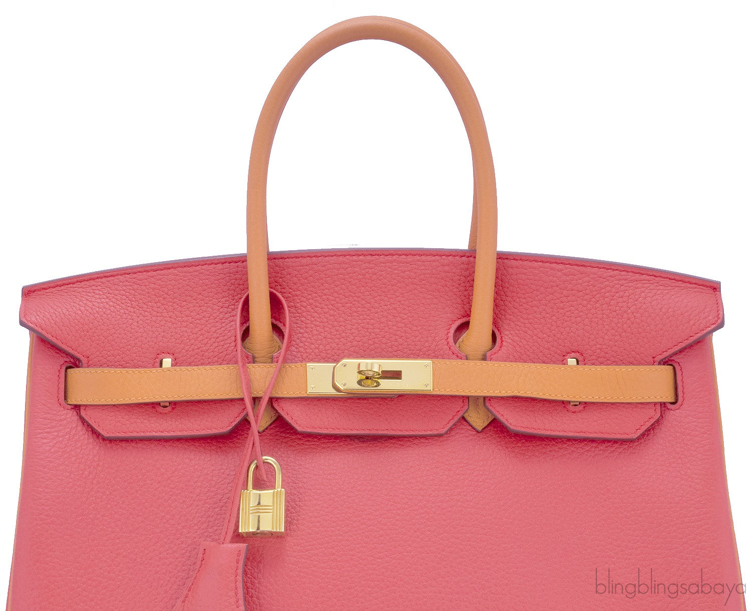 Birkin 35 Bicolor Rose Jaipur/Orange