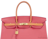 Birkin 35 Bicolor Rose Jaipur/Orange