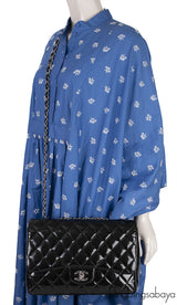 Classic Black Patent Jumbo Quilted Bag