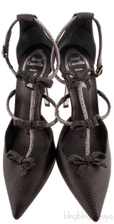 Black Ribbon T-strap Heels