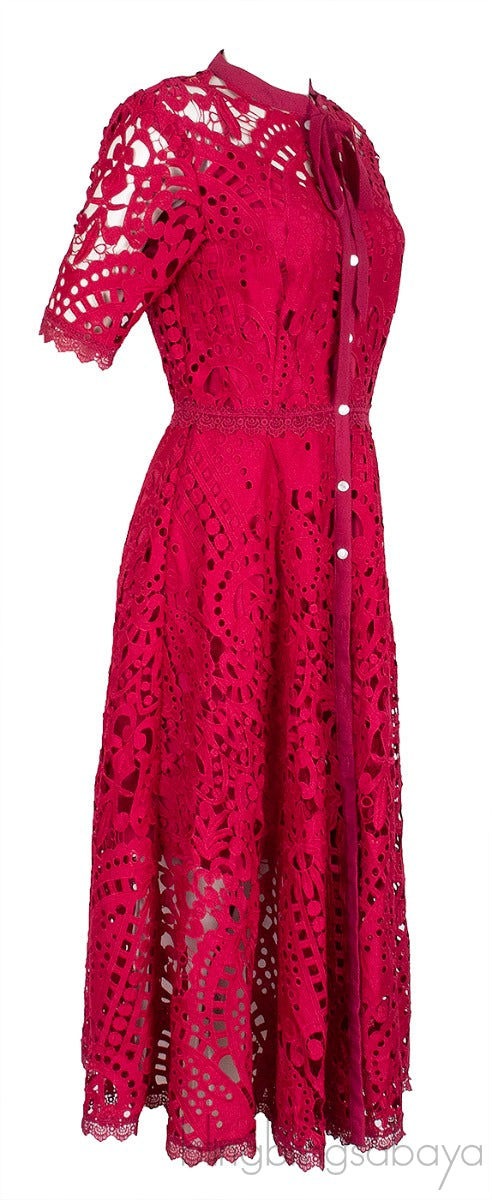 Fuchsia Laser Cut Dress