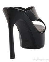 Black Patent Criss-cross Slide Sandals