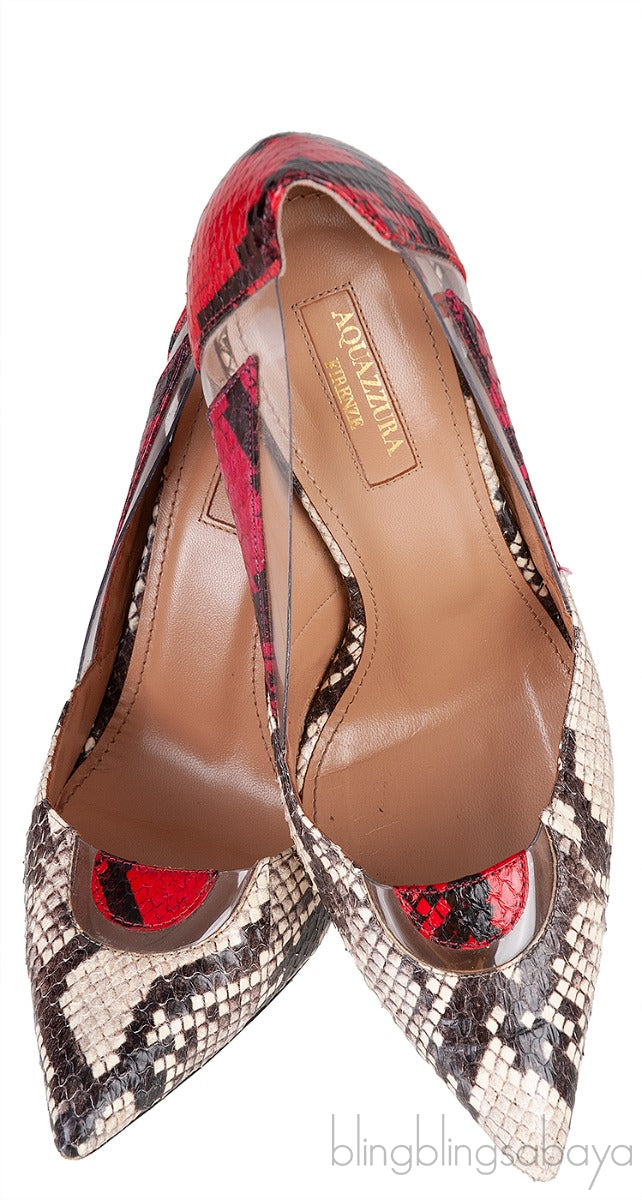 Natural & Red Python PVC Heels