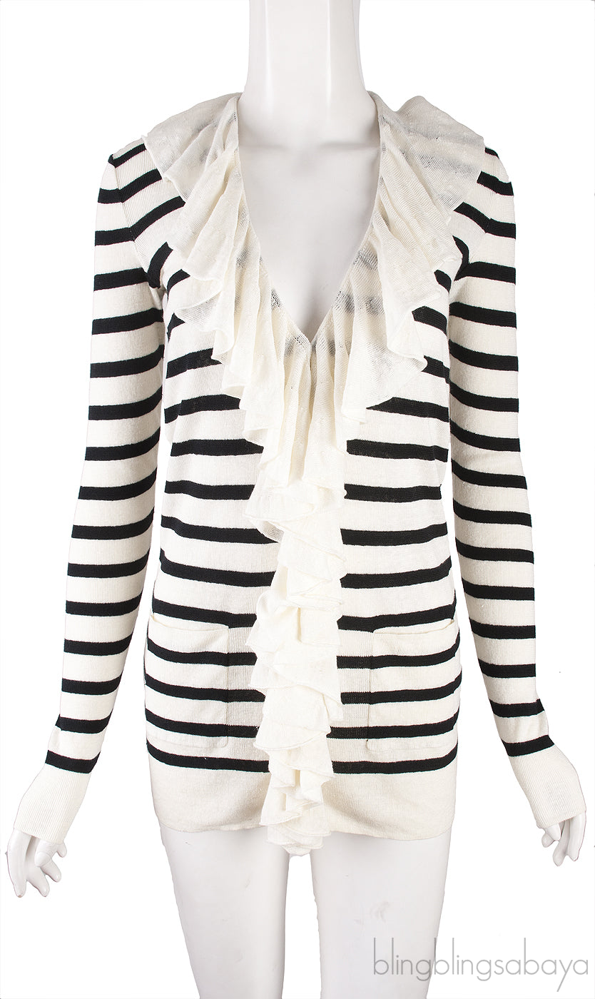 Stripe Ruffled Cardigan