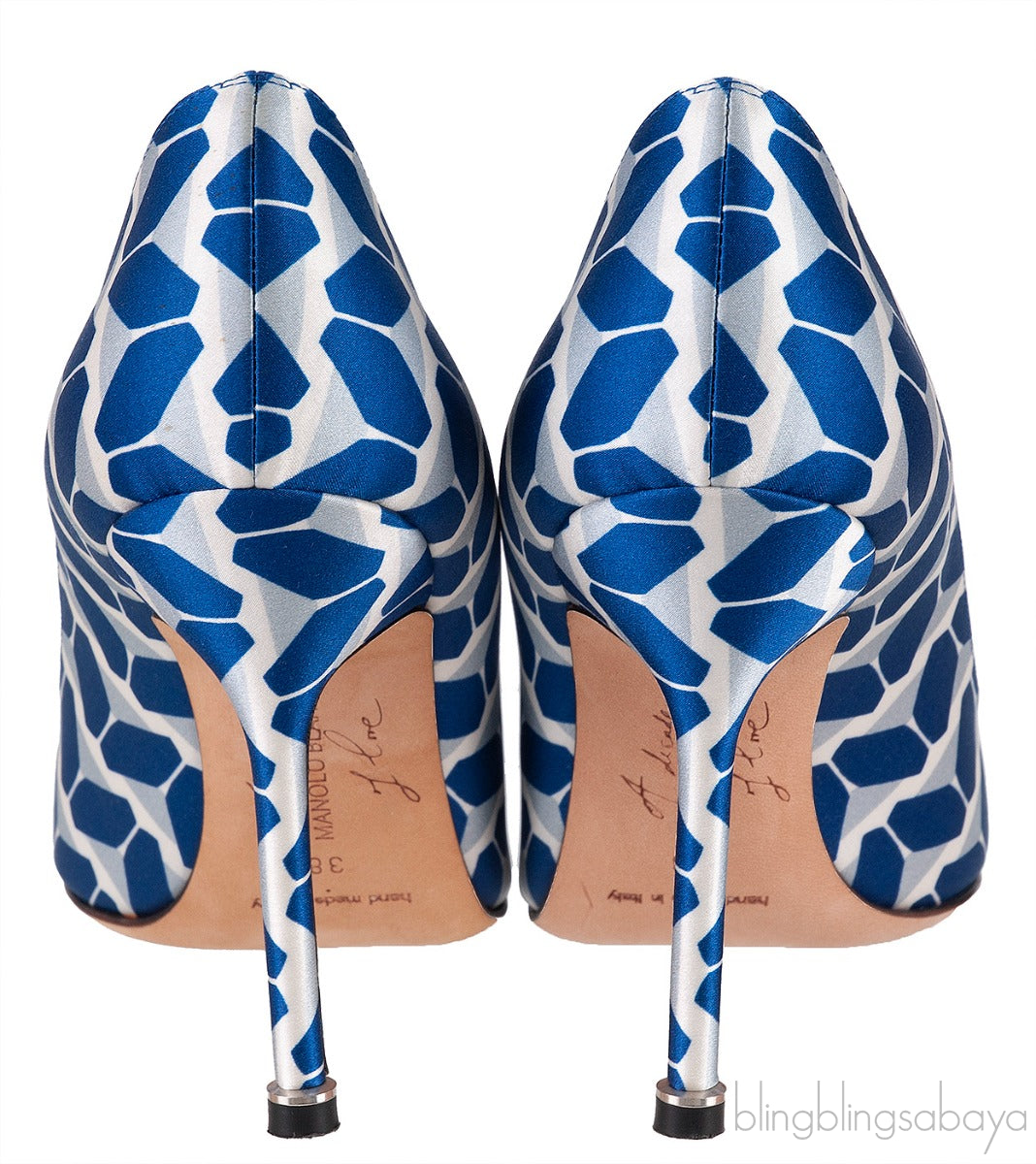 Blue Printed Satin Hangisi Pump