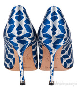 Blue Printed Satin Hangisi Pump