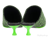 Anagram Embroidered Fabric Pointy Mules