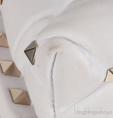 White Candystud Printed Top Handle Bag