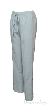 Light Green Pomy Crepe Pants