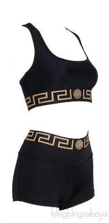 Black Icon Logo Cropped Top & Elasticized Shorts