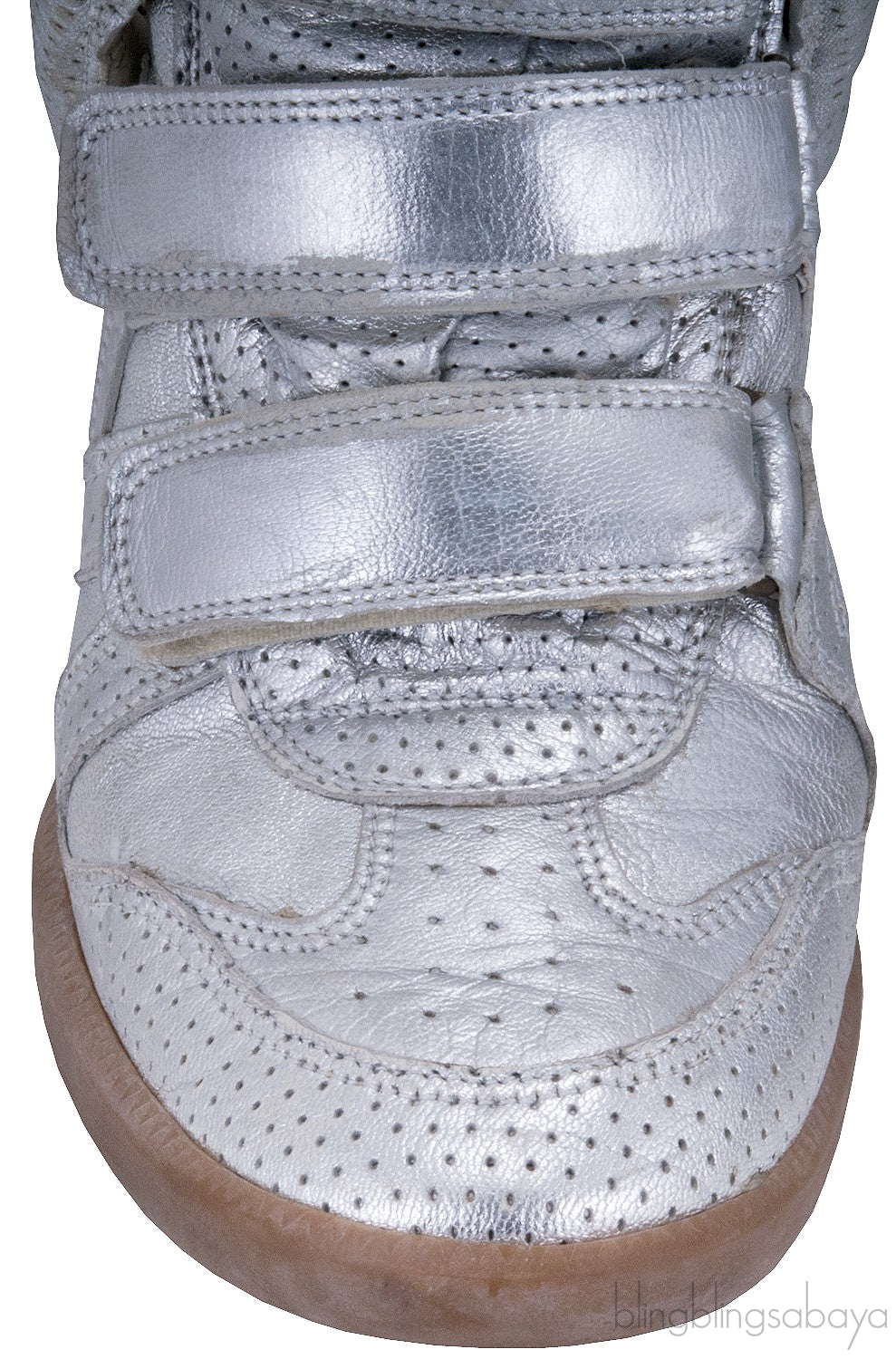 Silver Metallic Leather Bird Sneakers