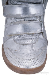 Silver Metallic Leather Bird Sneakers