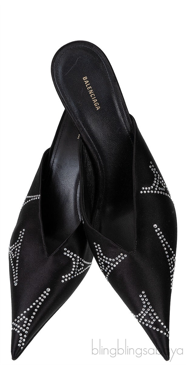 Knife Black Eiffel Tower Crystal Mule
