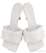 Bottega Veneta White Lido Intrecciato Mules 38